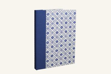Buch zum notieren blau weiß Papeterie Schreibweise